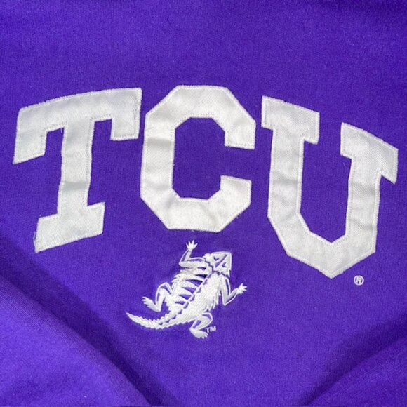 Vintage Men's TCU Hooded Sweatshirt Size XXL 2XL Embroidered Horned Frog Purple - Picture 2 of 8